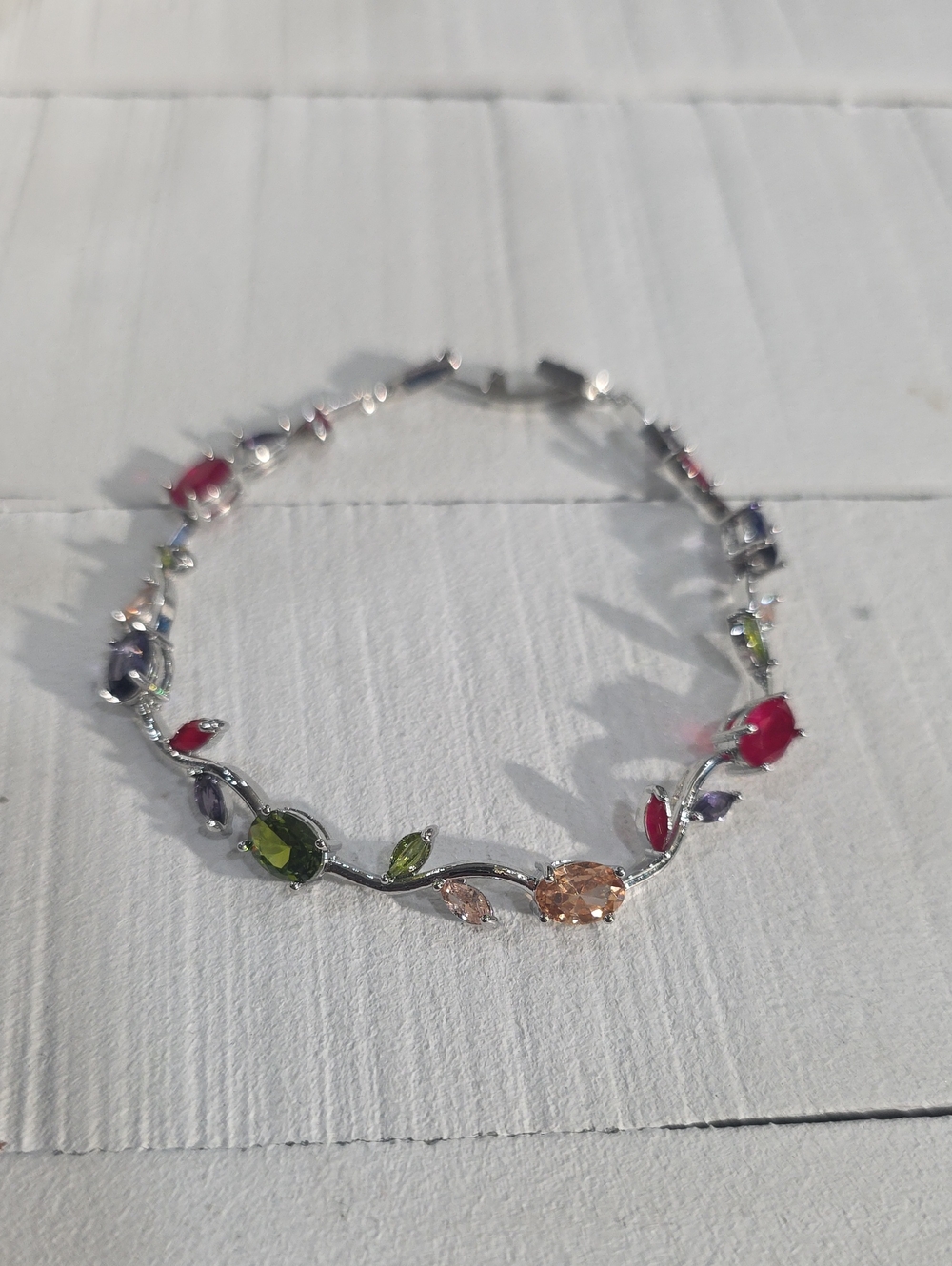 18k Brass Plated Multicolor Gemstone Vine Bracelet - Waterproof
